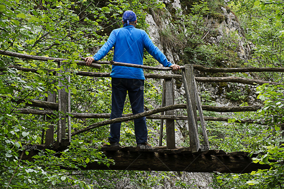 On the wooden bridge