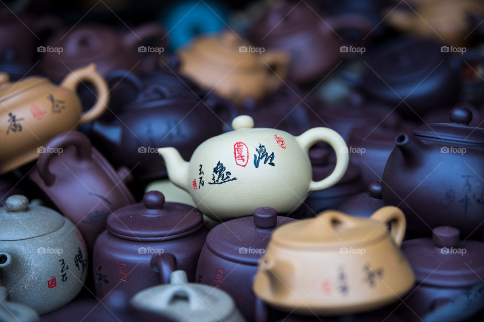 Asia, China, Chinese tea cans, tea coup, colorful