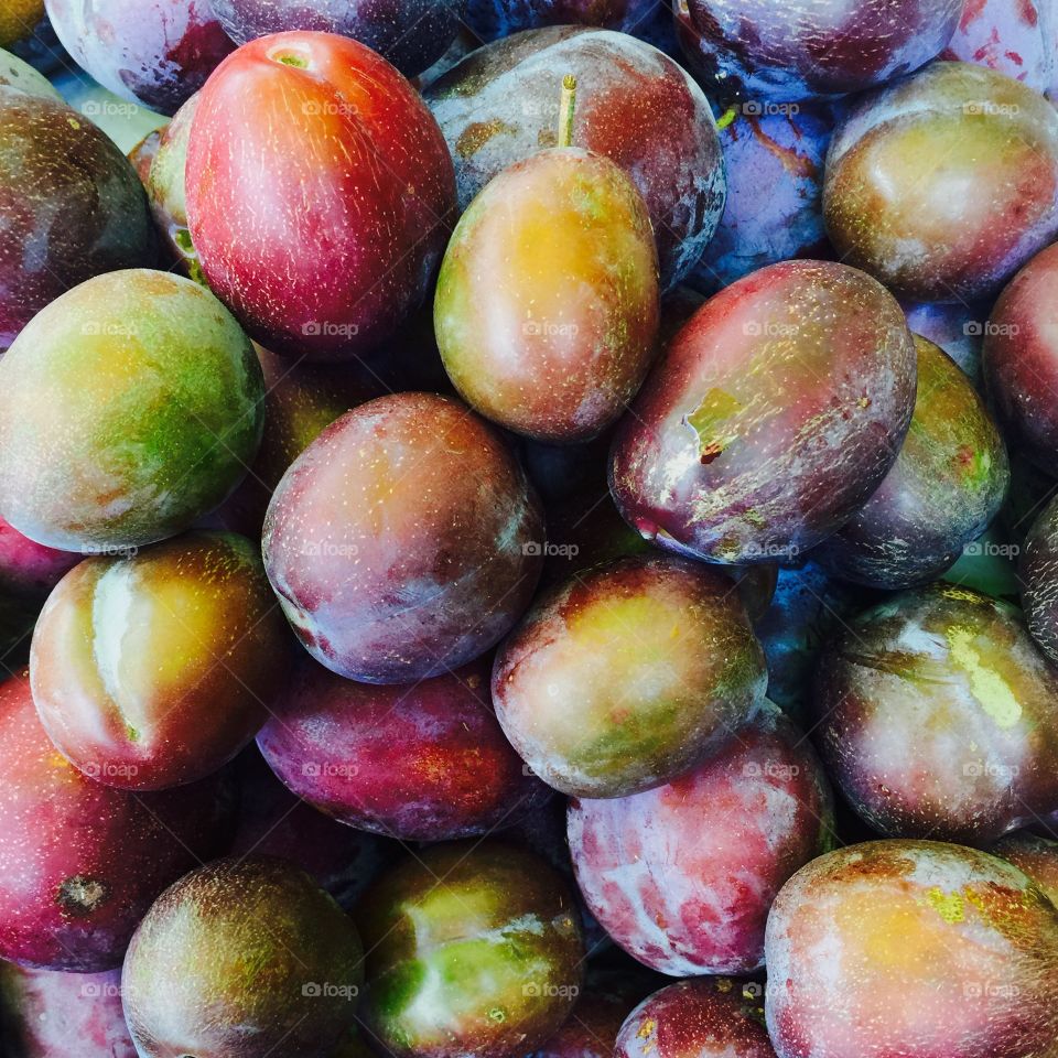 Plums, lustreless and shiny at the same time