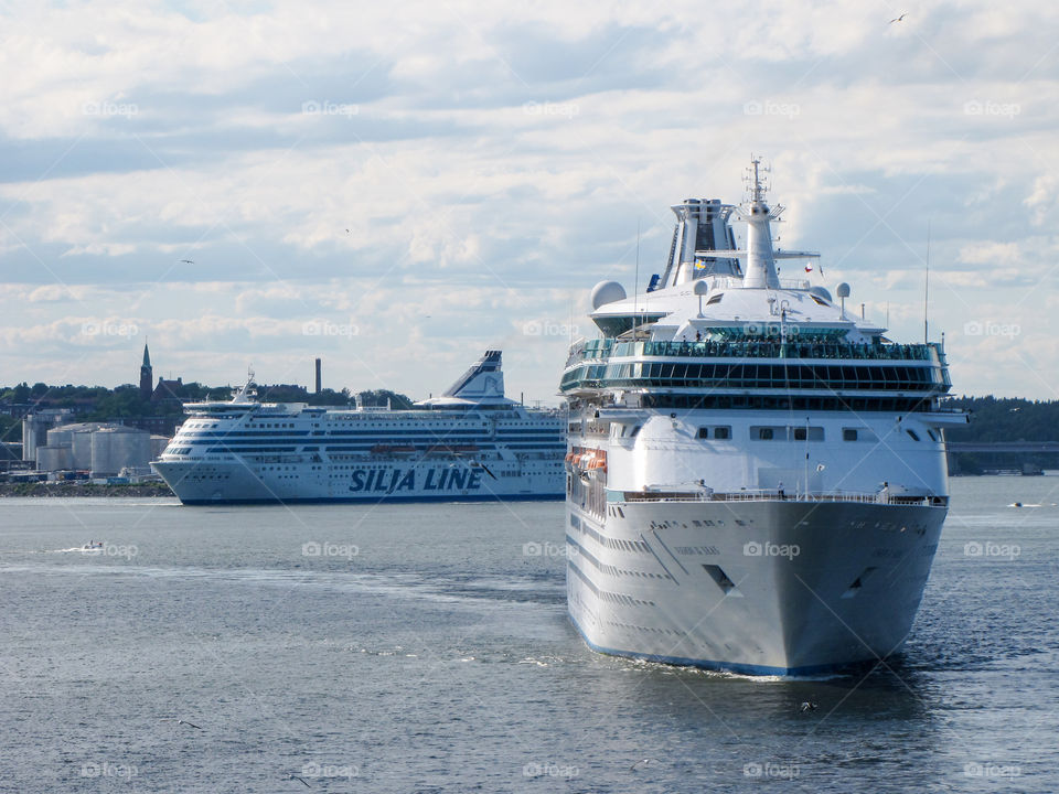 Cruise ships traffic near Stockholm, Sweden