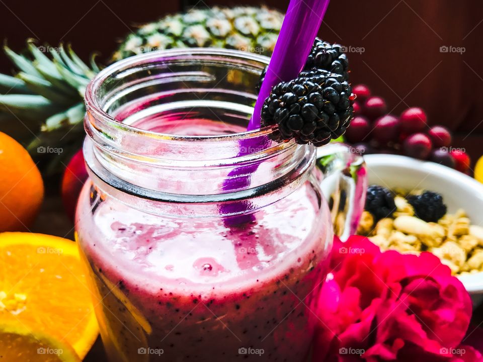 Pink fruit smoothie