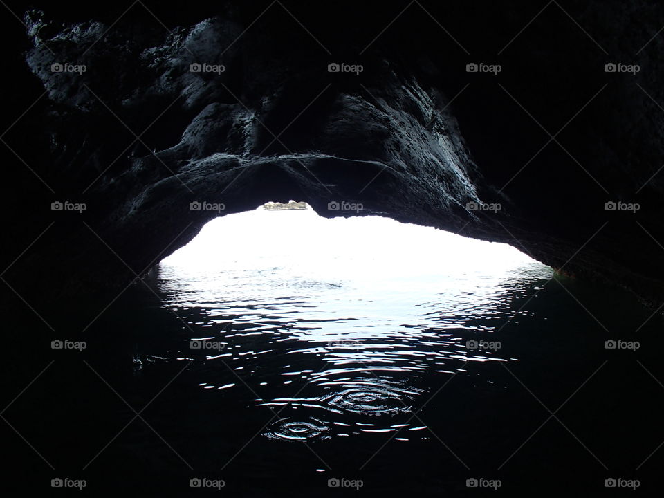Dark sea cave, Philippines.