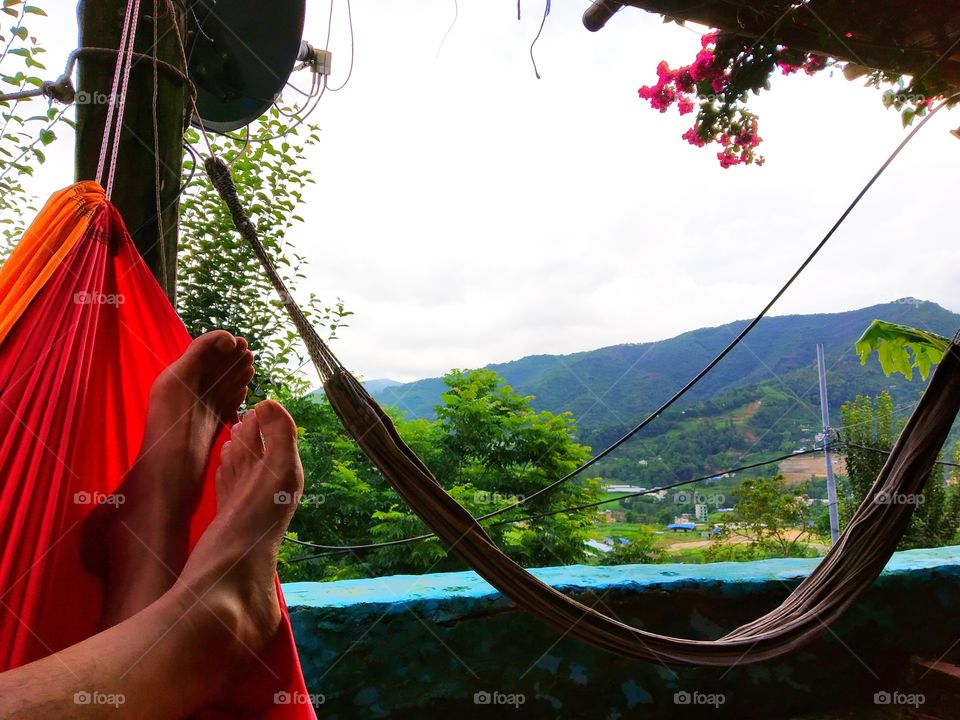 Relaxing on hammock and trying to connect to nature