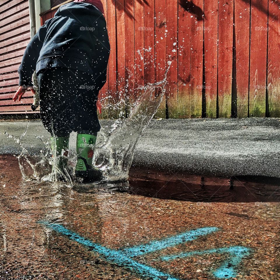 Child playing in water