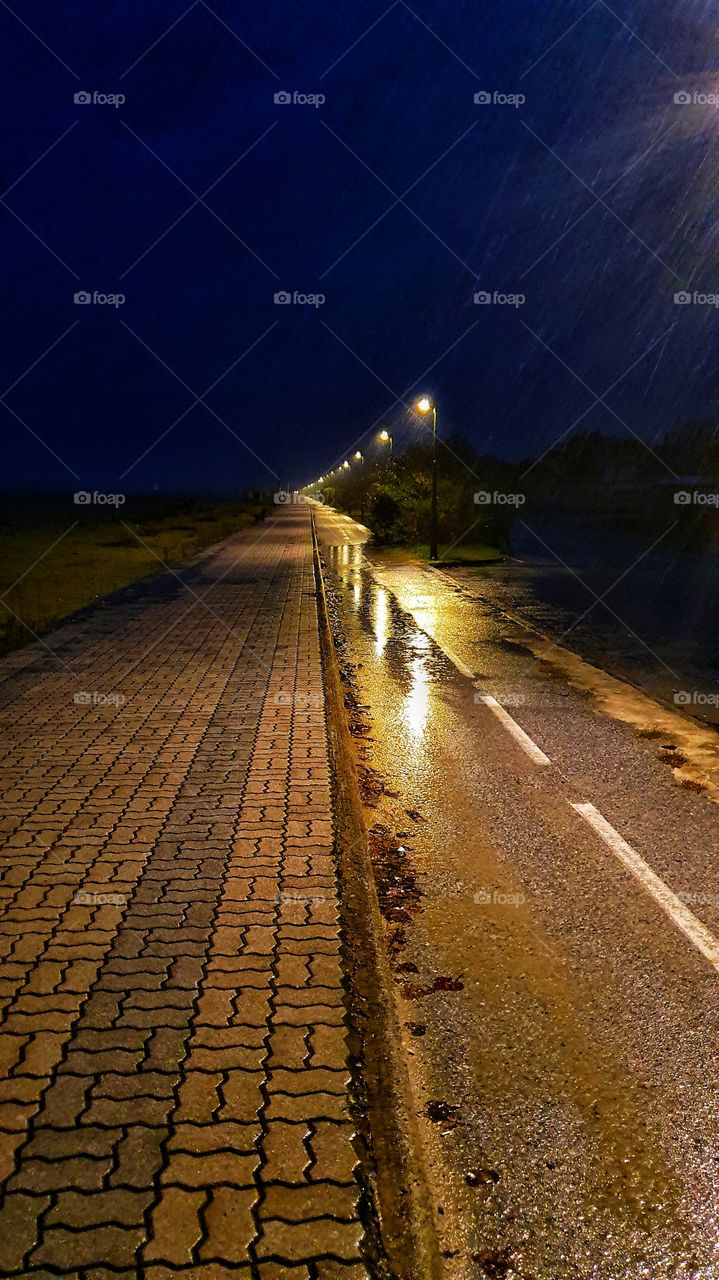 rain night path