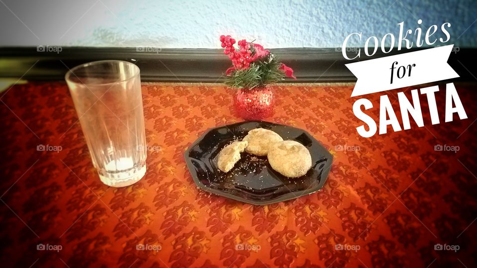 Look Santa has eaten some cookies "butterscotch snicker doodles" and milk! Classic holiday ritual we've been carying on for many Christmas holidays