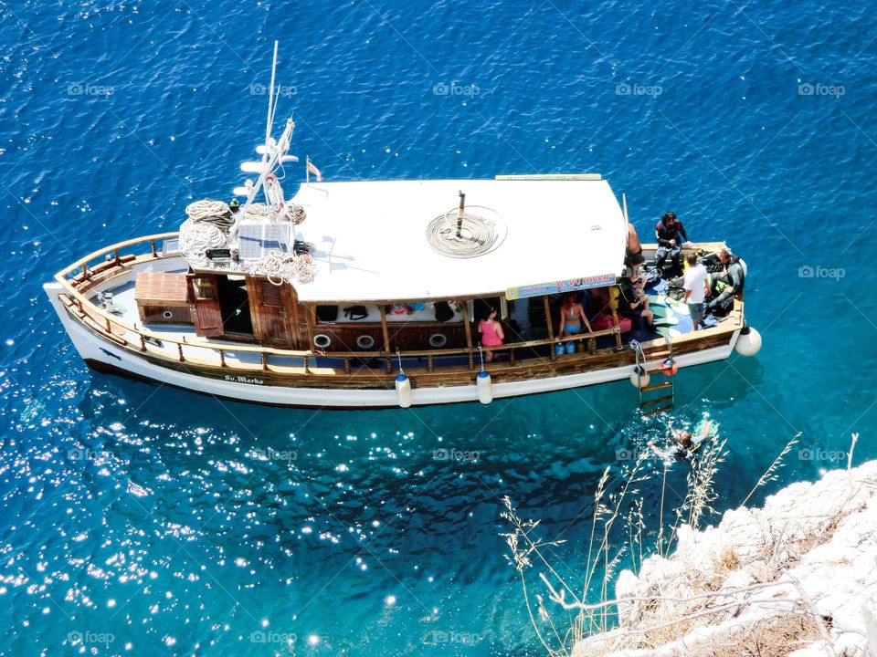 High angle view of cruise ship