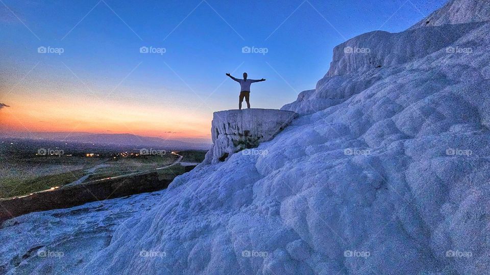 amazing view on the side of the travertine pools of Pamukkale