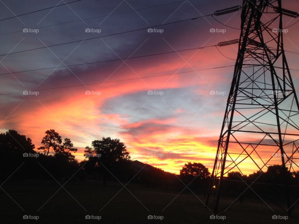 Sunset, No Person, Electricity, Sky, Silhouette