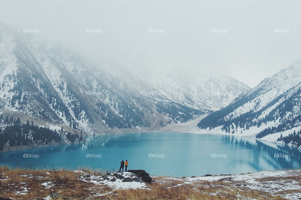 Mountain landscape with lake, Kazakhstan