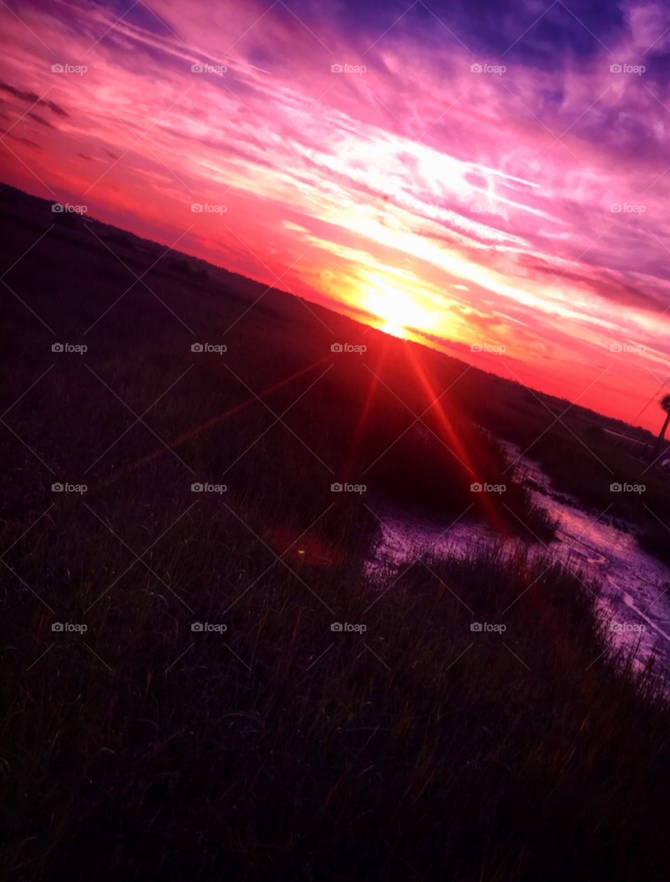 Sunset over a salt marsh—taken in St. Augustine, Florida 