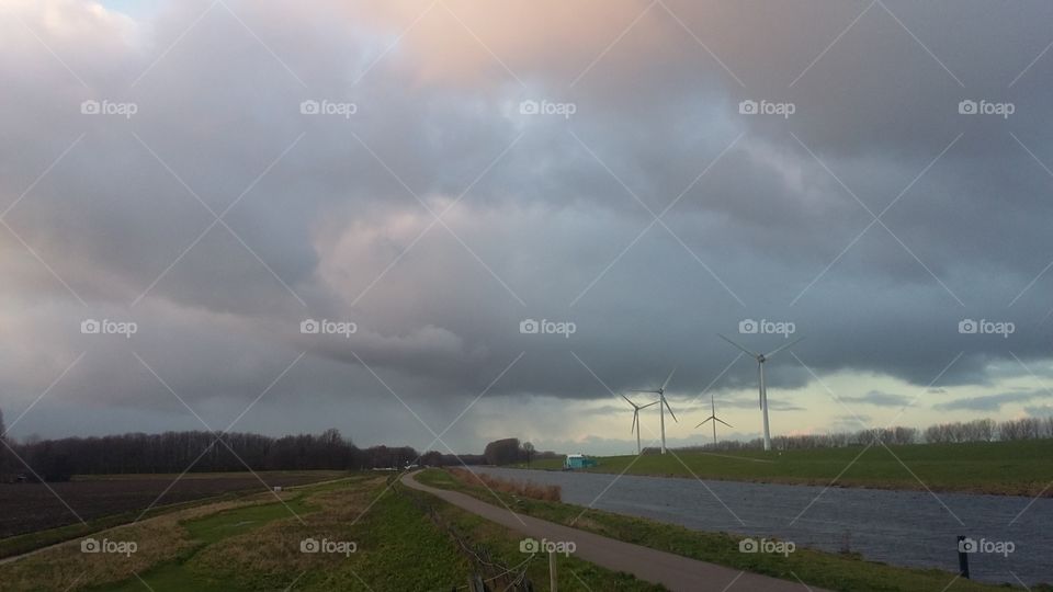 dark sky with rain in the distance