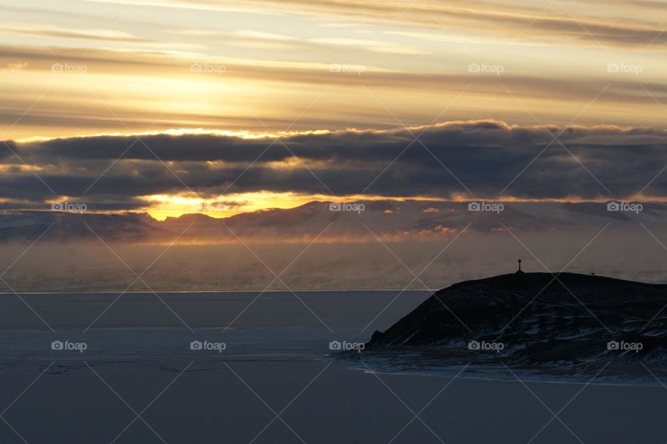 Hut point sunset, McMurdo Station, Antarctica. 