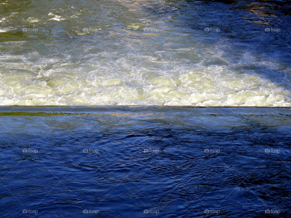 River waterfall with water rebound