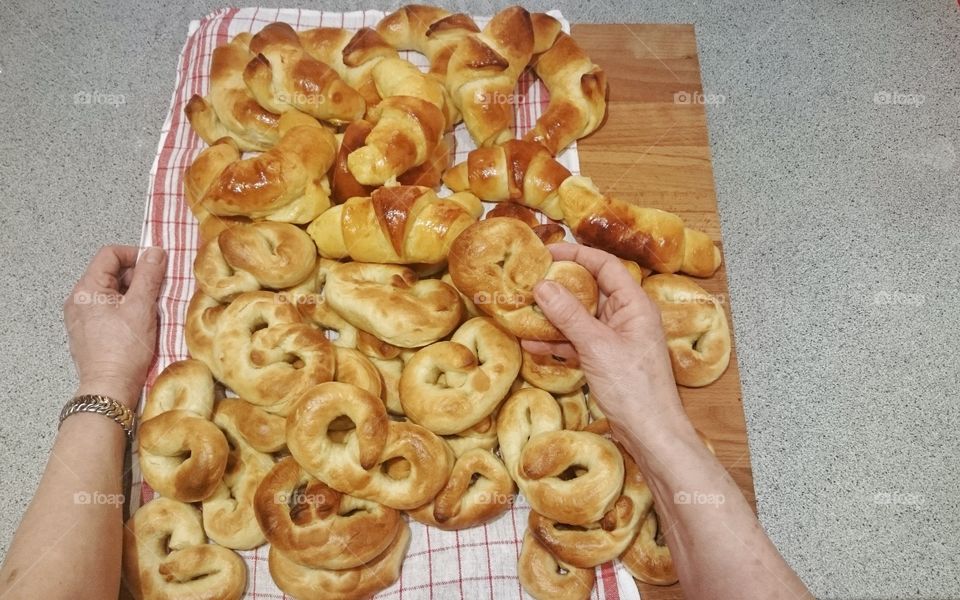 Hands holding food