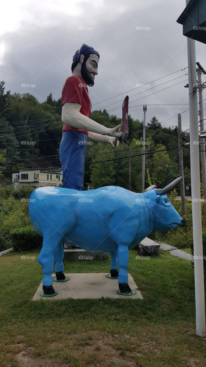 Paul Bunyan and Babe the Blue Ox. American folklore, legend, spirit. Kings of Maine.