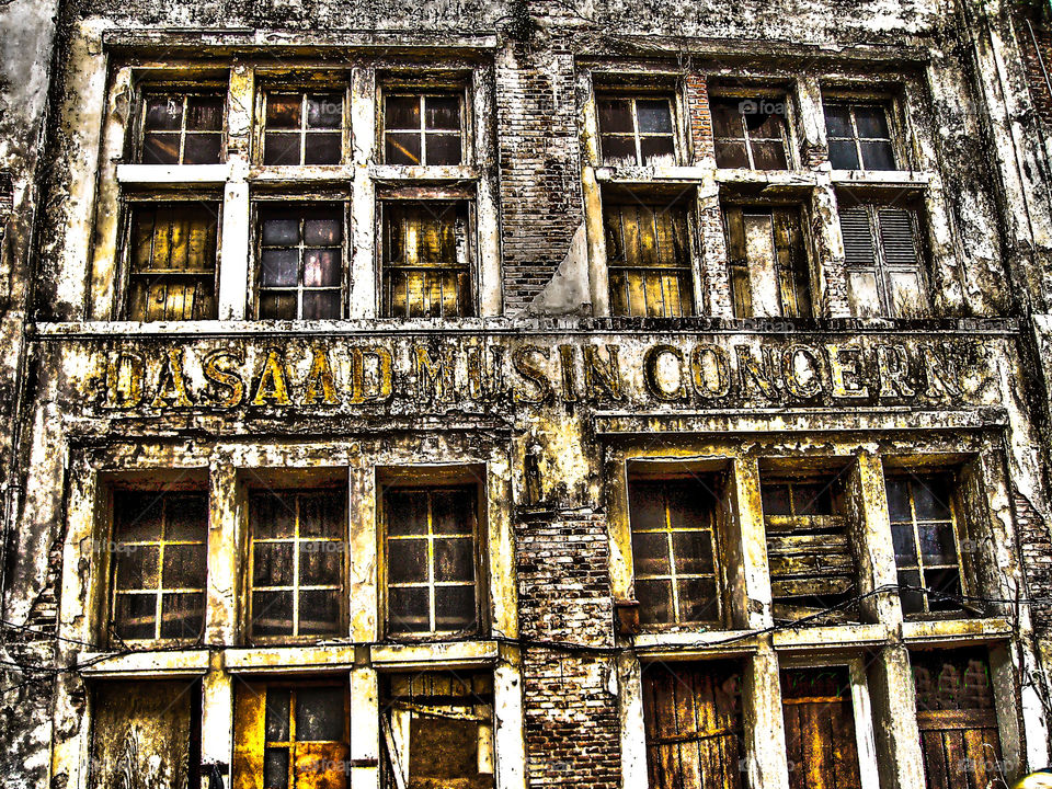 An old building relic colonial Dutch in Indonesia, still standing in the middle of the metropolis