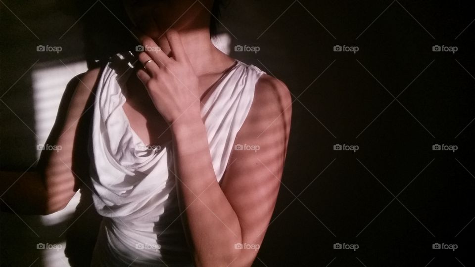 portrait of woman in shadow and light