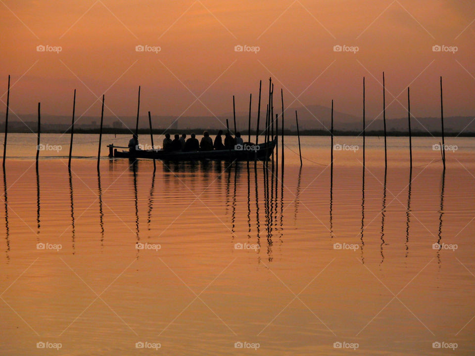 orange water lake sunlight by benjaminet