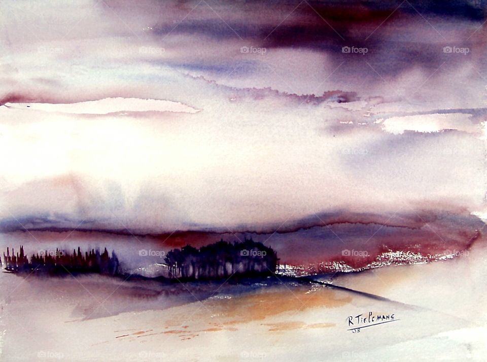 Evening Sky. Watercolour made by my wife Rita Tielemans.