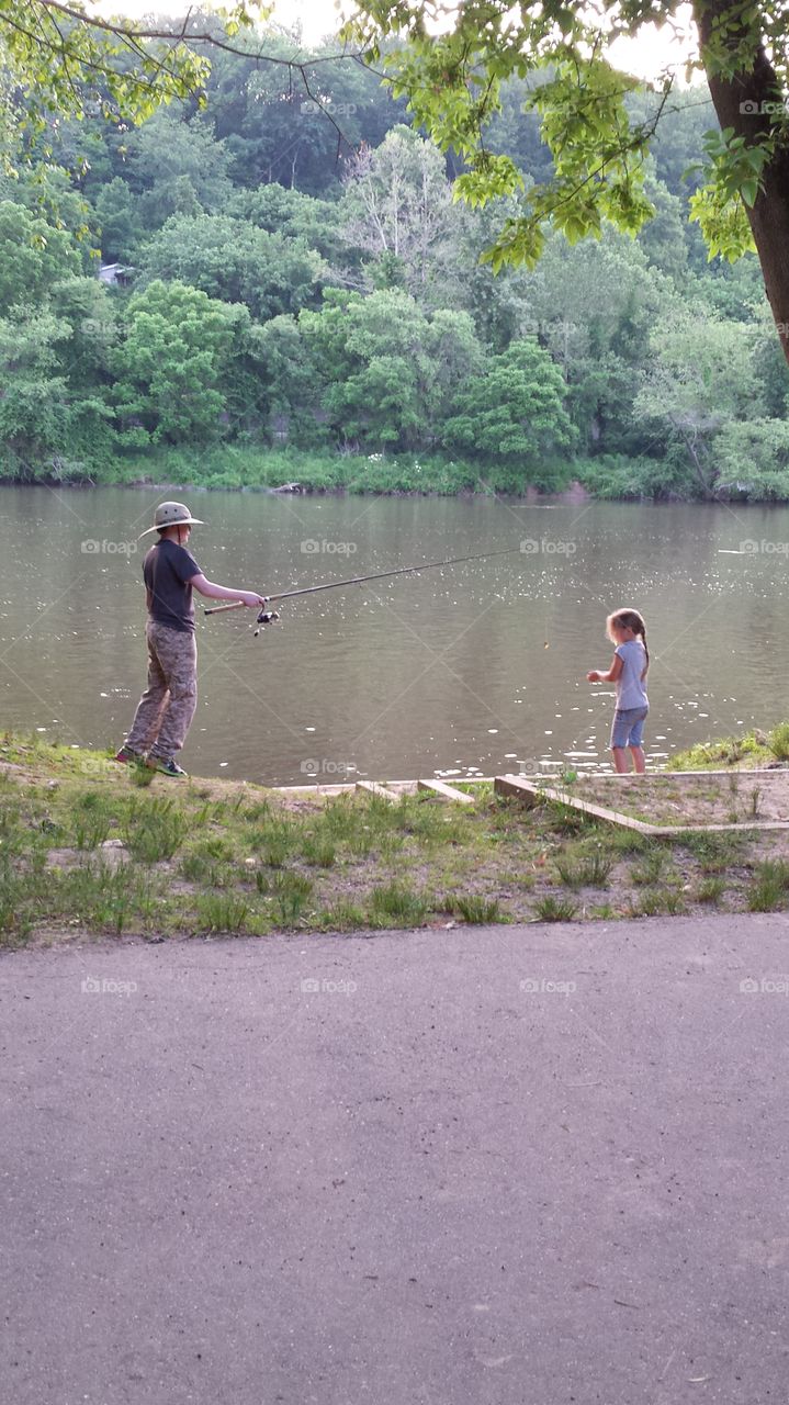Hooked a big one. fishing fun