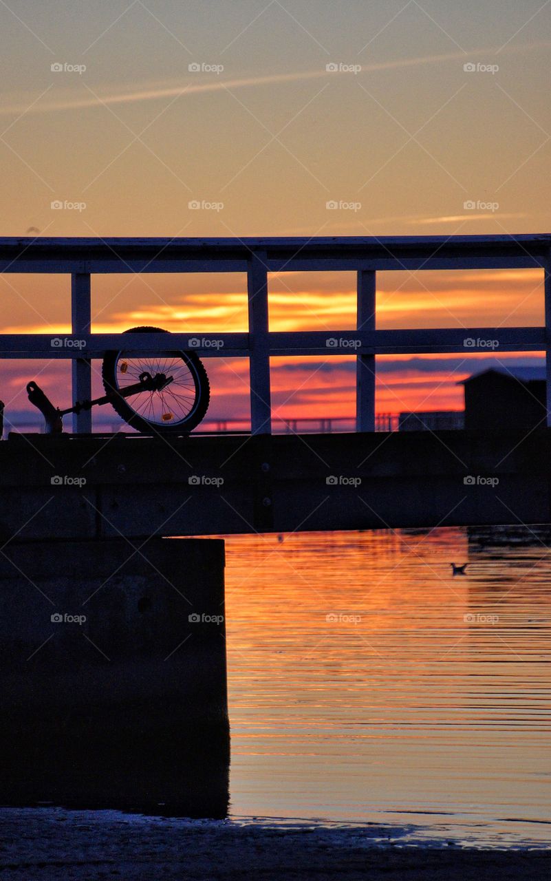 Unicycle in sunset