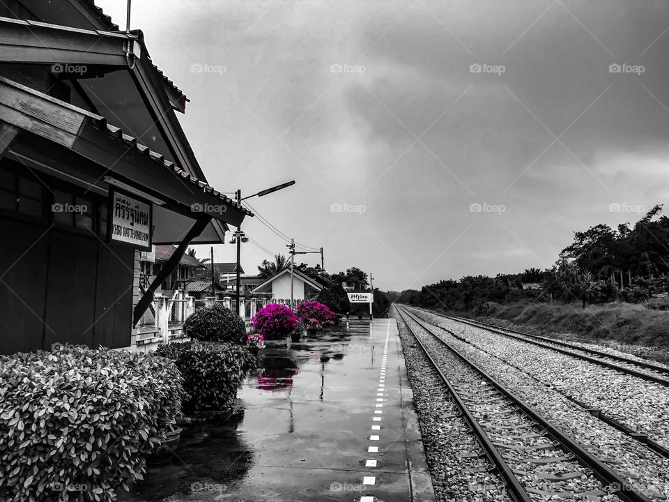 Khiri Ratthanikhom Railway Station in Surat Thani, southern province of Thailand