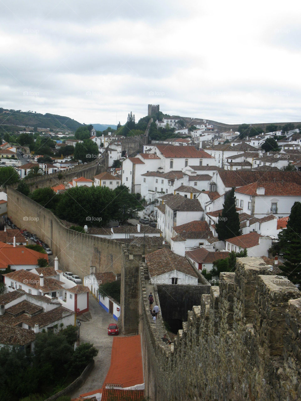 Scenic sight of Medieval fortification in Obidos in Portugal