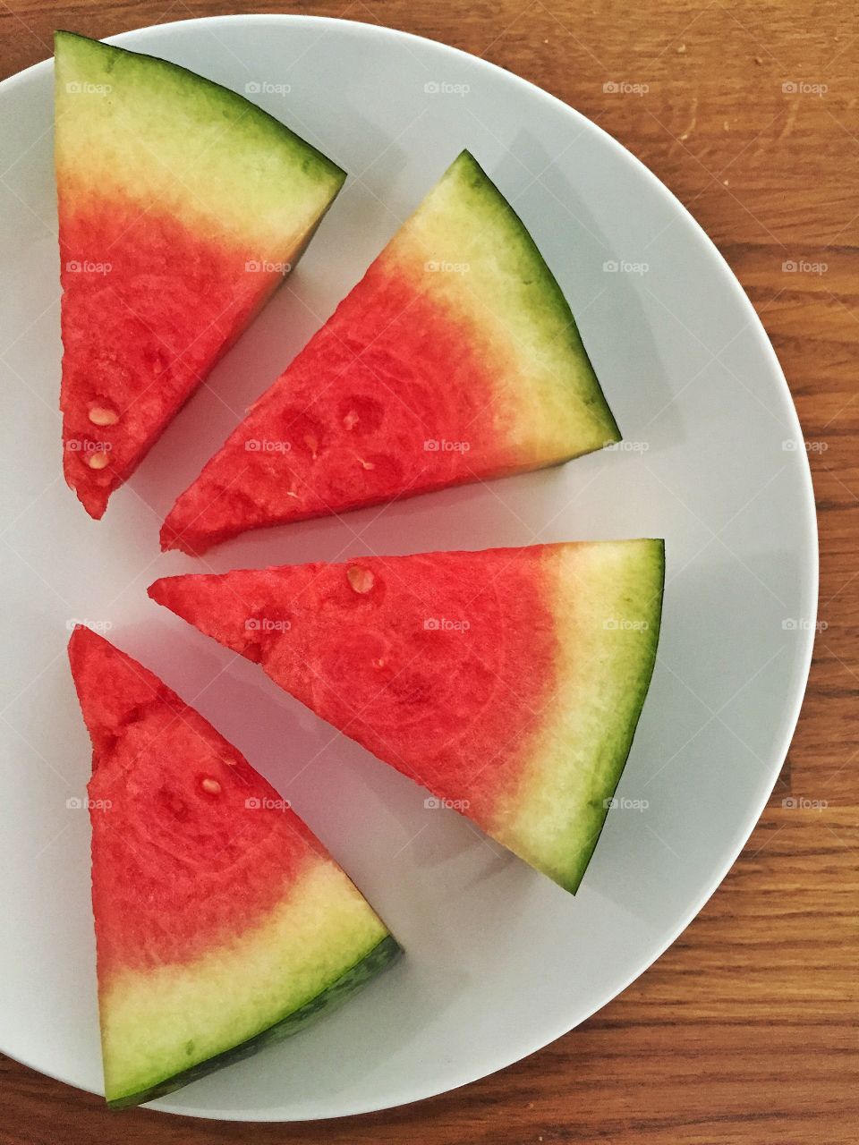 Slices of watermelon on plate