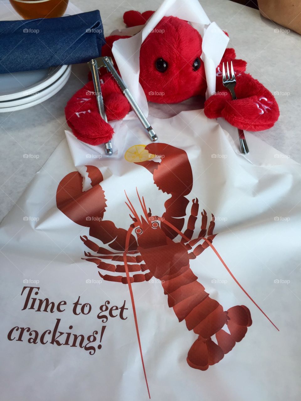 Lobster in lobster bib