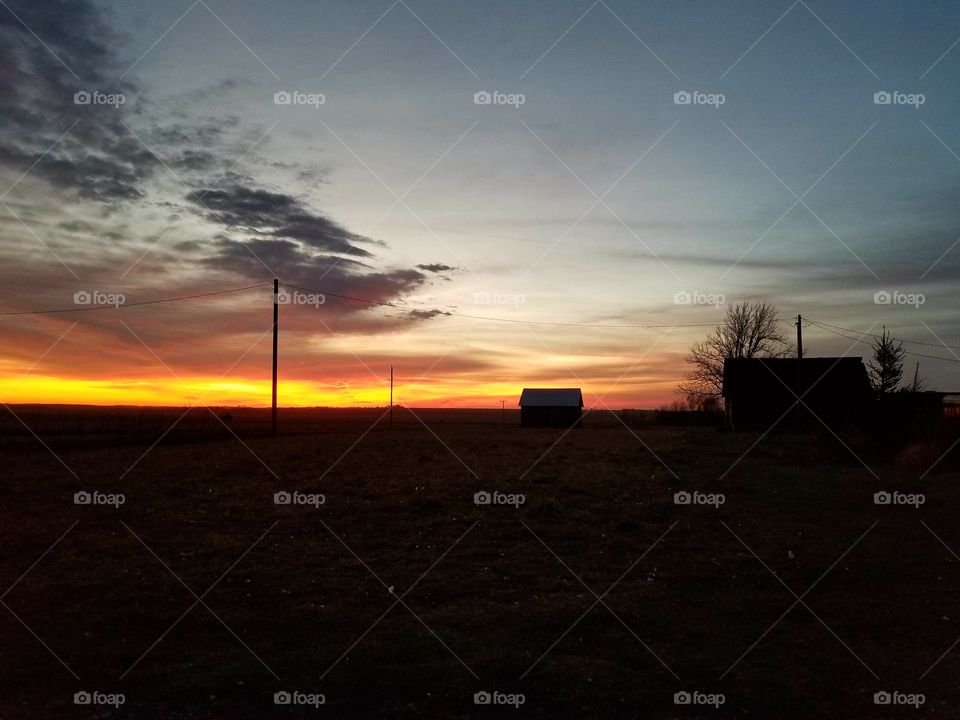 Sunset in Iowa in December