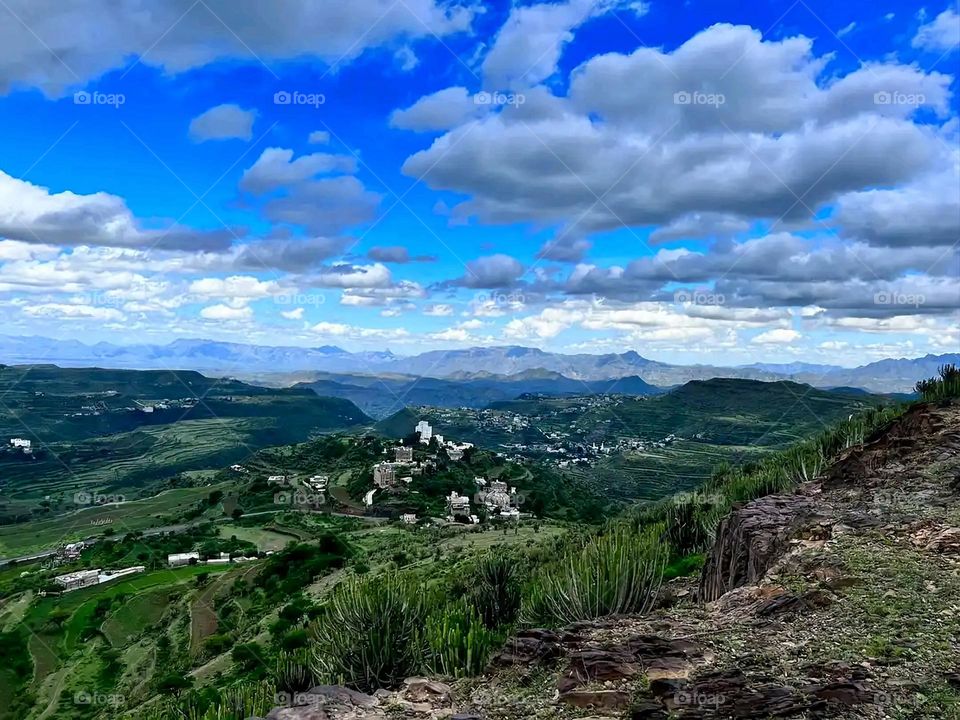 Glory be to God, the magnificent and picturesque view and the natural green trees are a view that is nothing more wonderful than it