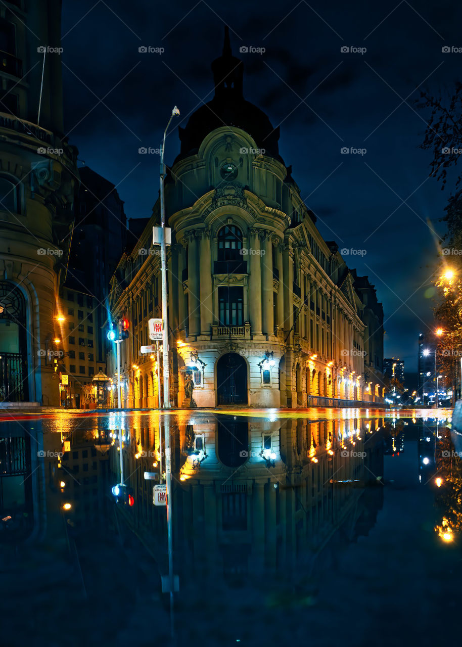 night photo of the city after the rain