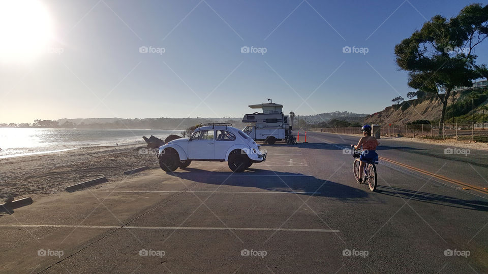 Biking around the beach in the afternoon