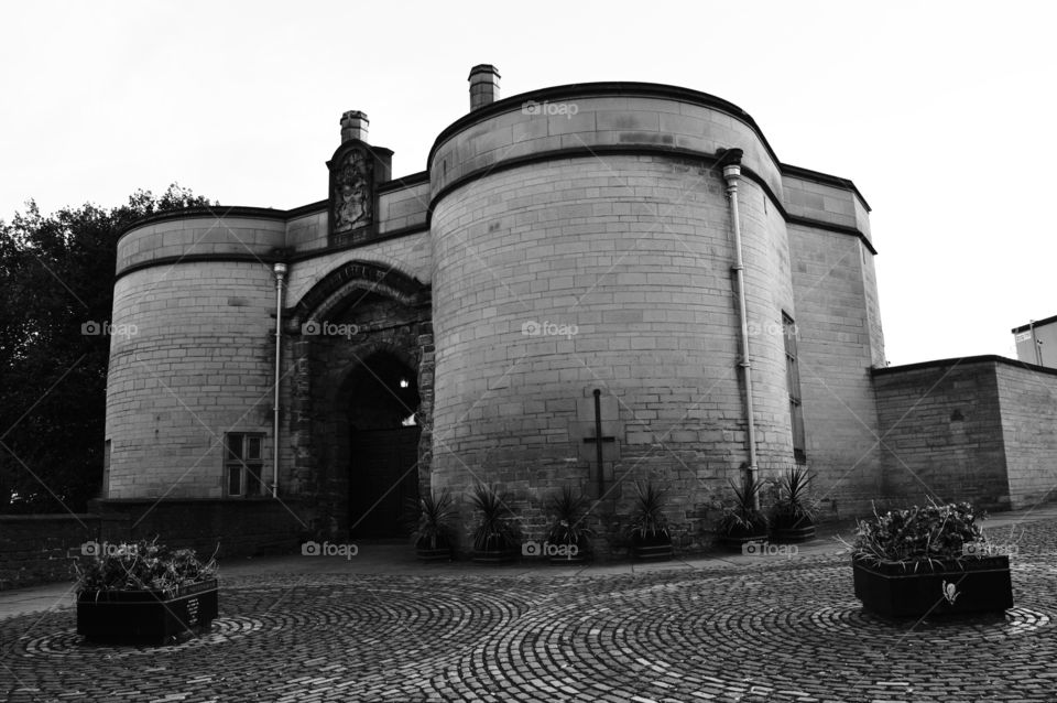 black and white architecture. Robin Hood Castle