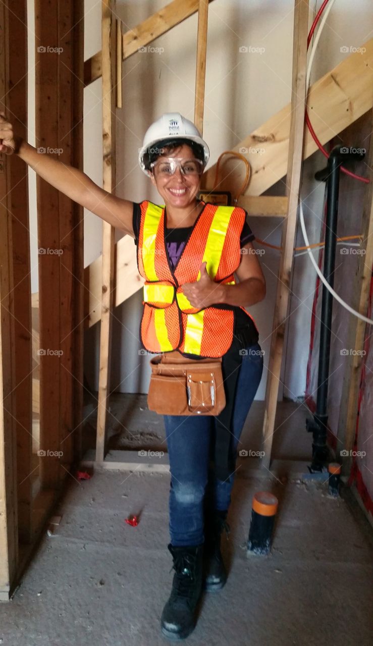 Happy construction worker.