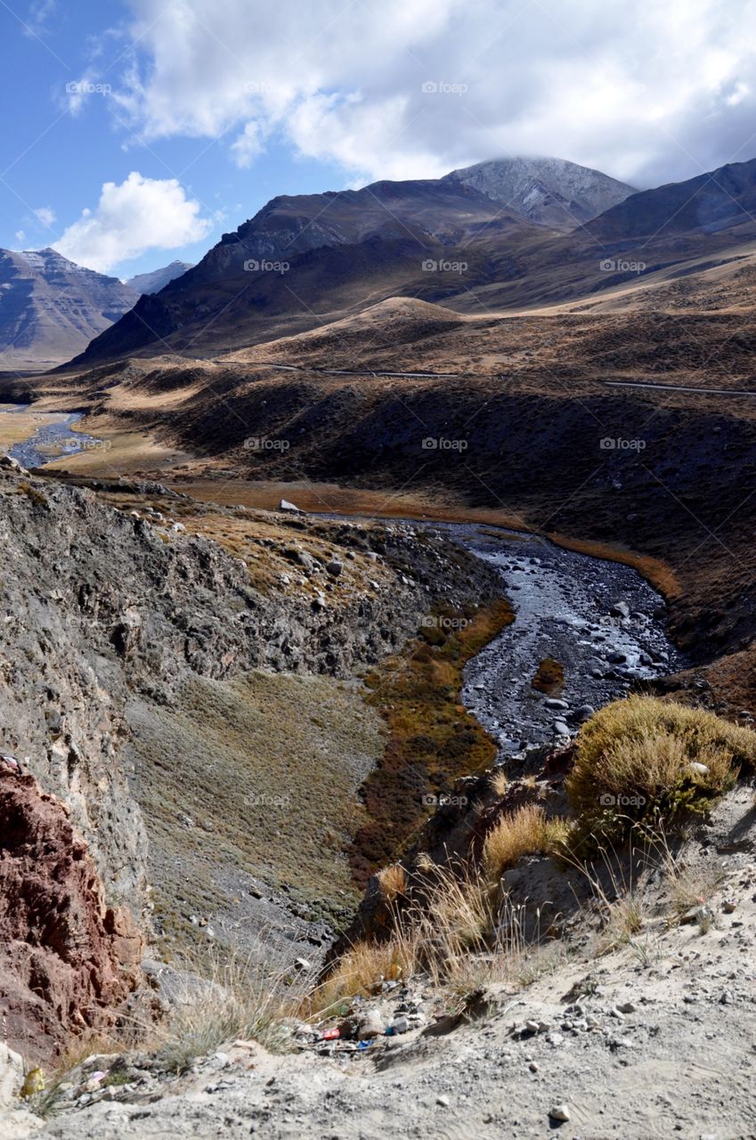 Stream and mountains