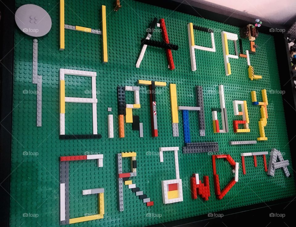 Super fun birthday sign to Grandma made out of rectangular and other shapes legos!! 