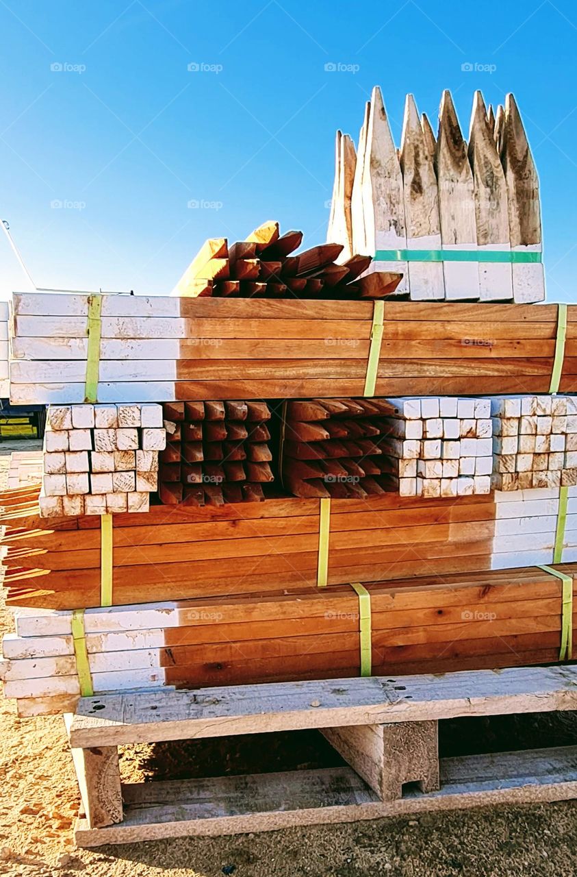 Pallet of wooden stakes on a construction site!