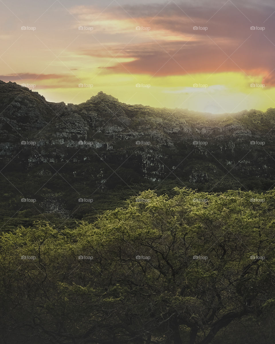 Sunset and mountains 
