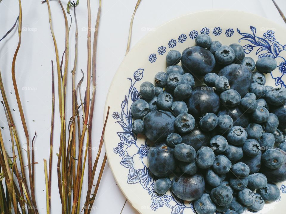 blueberries and plums on a plate