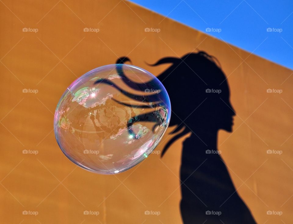 bright colorful bubble on the wall background in Paris