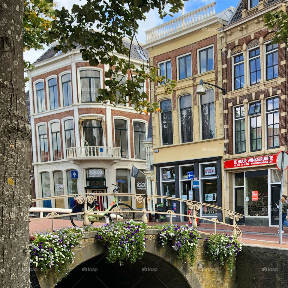 Canal houses in Leeuwarden The Netherlands 