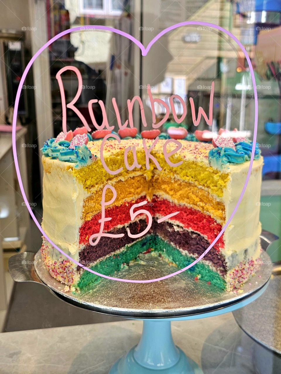 Rainbow cake in Looe
