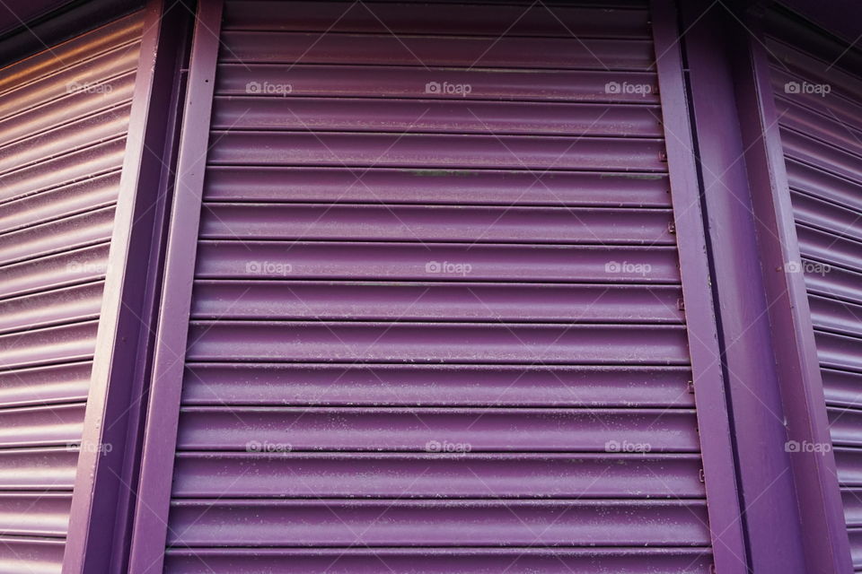 Close up of closed purple shutter