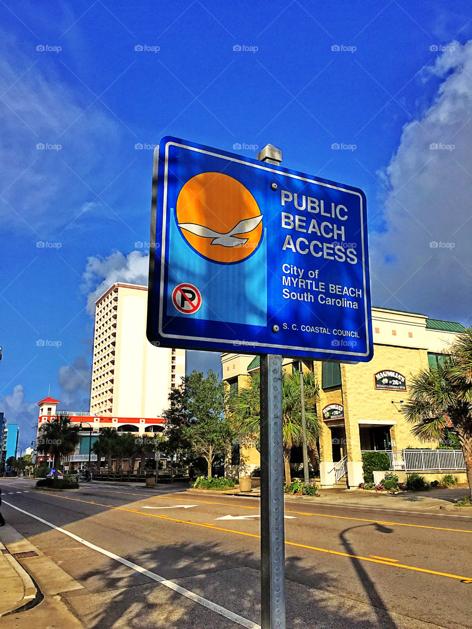 Myrtle Beach public beach access sign.