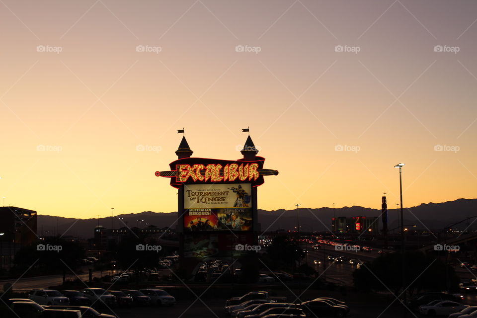 Excalibur Hotel sign. Las Vegas, Nevada