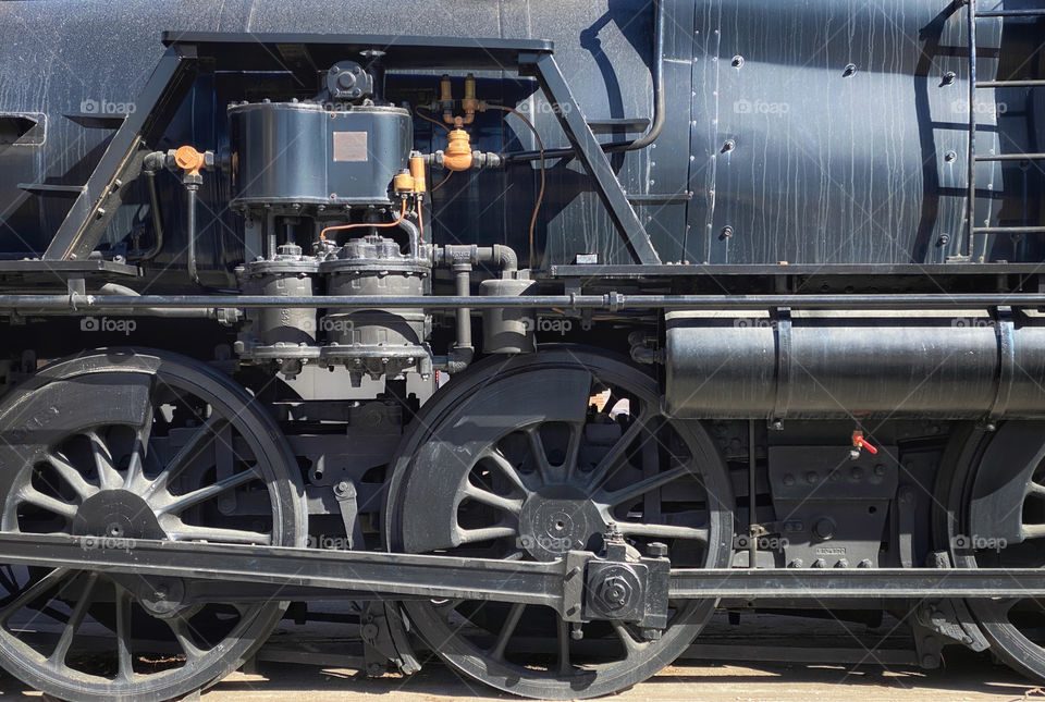Closeup of a locomotive 