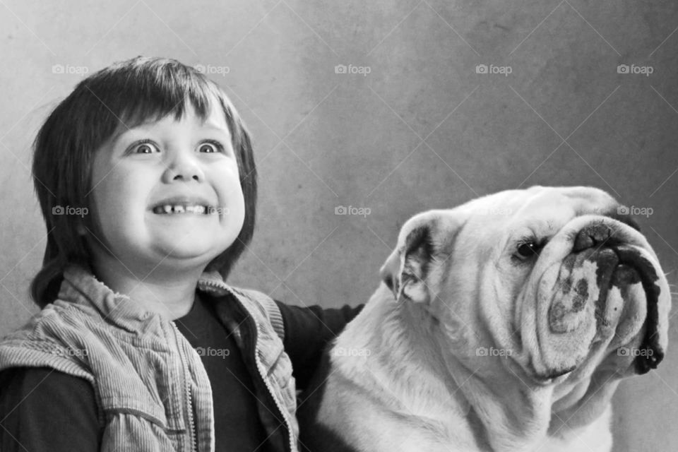 Close-up of a boy with his dog
