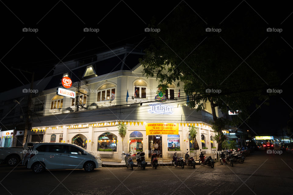 Restaurant in udontani at night Thailand 